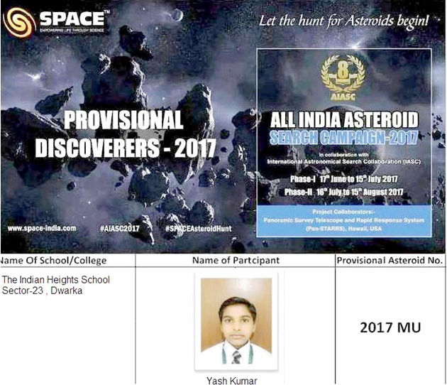 CONGRATULATIONS ASTEROID DISCOVERER!! Dwarka Parichay